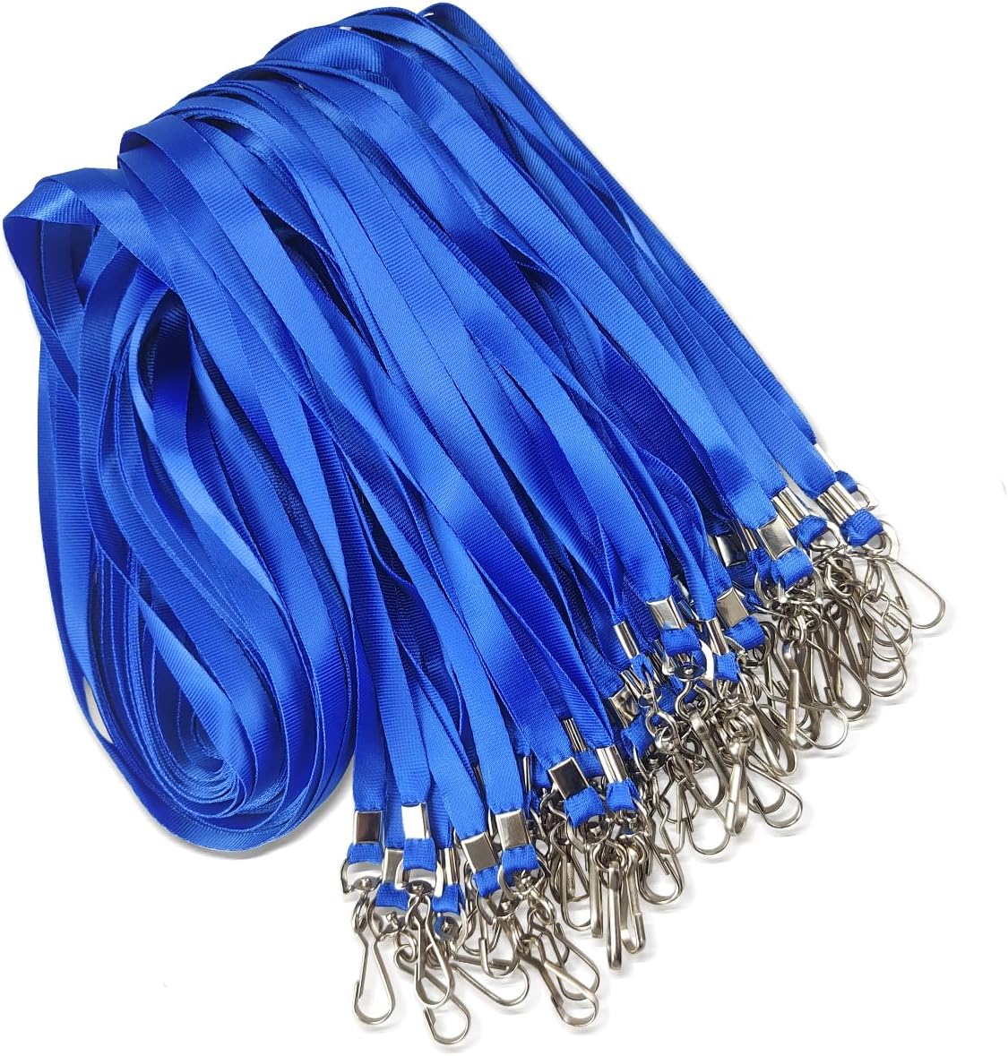 50 Pack BlueLanyard Bulk Lanyard for id Badge Holder Durable Flat Lanyard with Swivel Hook and Badge Clip