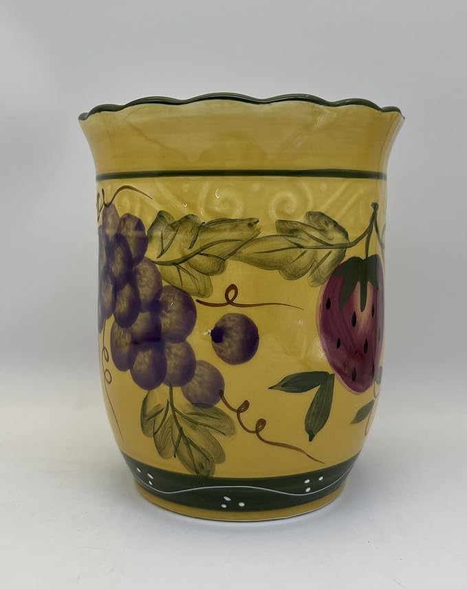 ACK Tuscany Mixed Fruit Hand Painted Ceramic, Utensil Holder, 88439