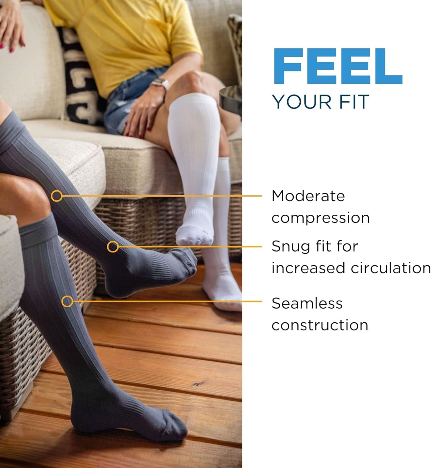 Medical Grade Compression Socks for Men & Women 15-20 mmHg by OrthoSleeve (Blue w/Stripes, Small)