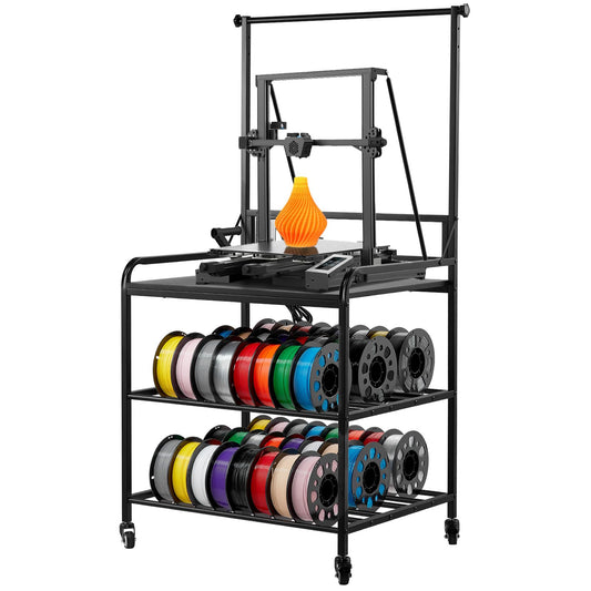 Vevor 3D Printer Filament Storage Rack, 3-Tier 3D Printer Stand With Filament Storage, Spools Holder Racks Cart With Wheels, Fil