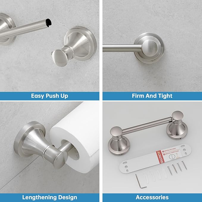 RUMOSE Toilet Paper Roll Holder Bathroom Flexible Pivoting Tissue Handle on Wall Mounted Brushed Nickel Rustproof Toilet Tissue Roll Holder,Stainless Steel