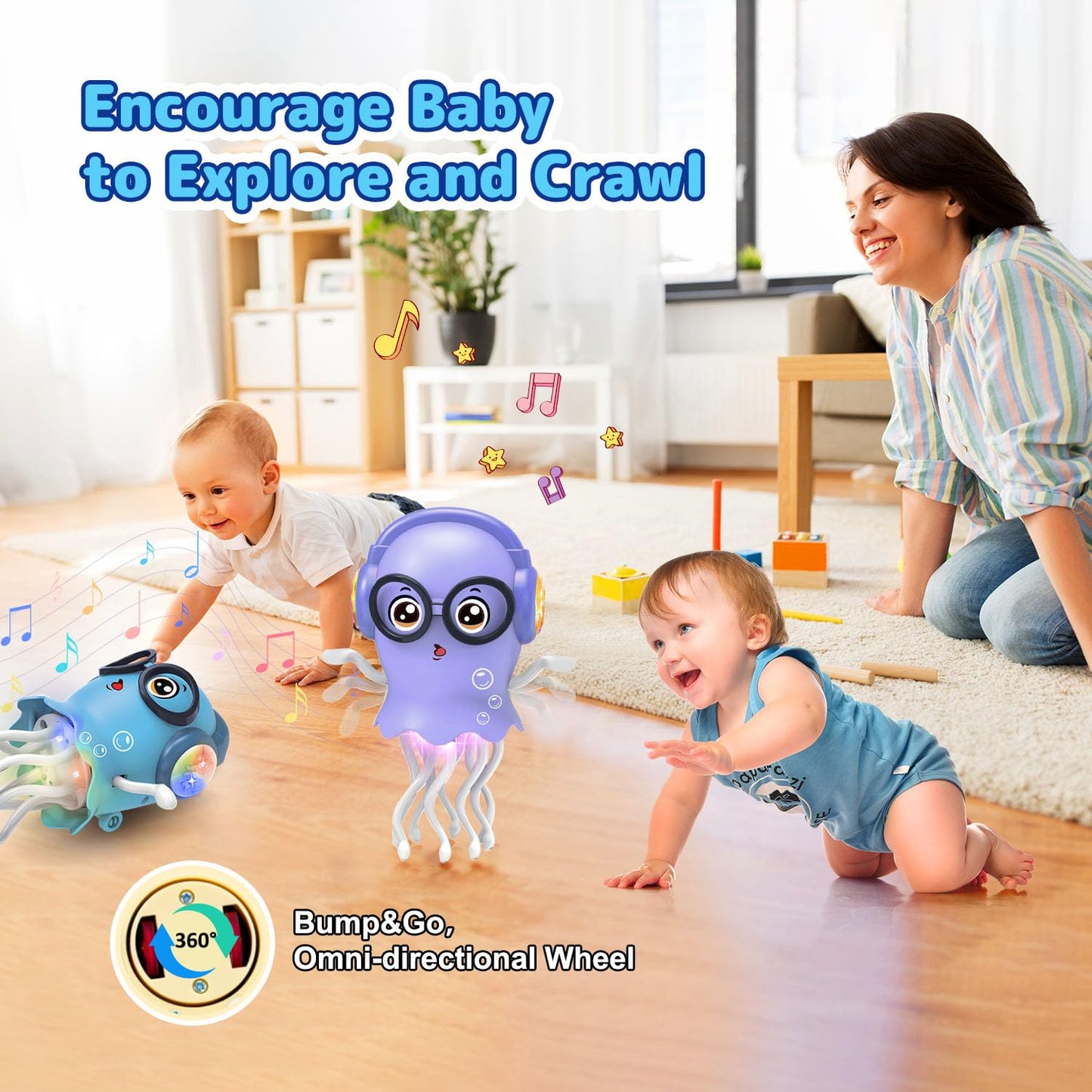 Zonopy Baby Toy Jellydancer, Crawling Jellydancer Tummy Time Toy Kids Fidget Toy for Girls 3-6 Boys 6-12,Magic Dancing Loud Music Crawling Toys for 3 4 5 6 7 8 Year Old Children Birthday Gifts