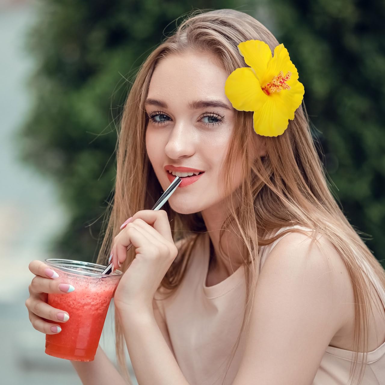 10pcs Yellow Hibiscus Flowers Artificial Flower Heads, 4 Inch Lifelike Foam Hibiscus for Hawaiian Luau Party, Soft EVA Faux Floral Heads for Tropical Wedding DIY, Photography Props Home Decor
