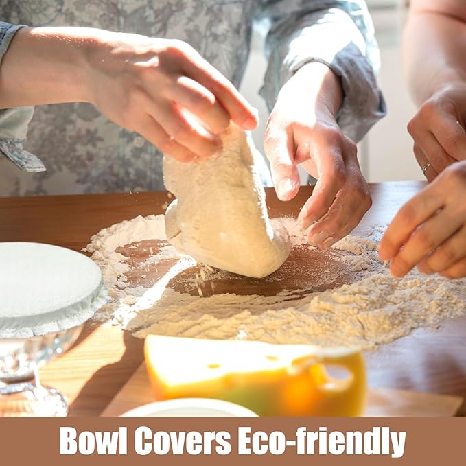 Patelai 10 Pcs Bowl Covers Reusable in 5 Size Stretch Cloth Fabric Elastic Food Storage Bowl Covers Bread Sourdough Lids for Proofing Food Fruits Leftover(Brown,Earth Tone Style)