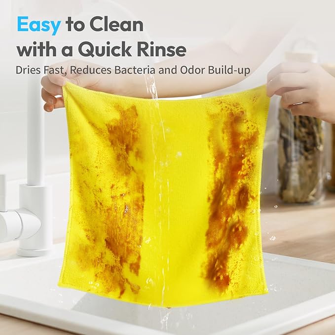 Microfiber Cleaning Cloths 12x12IN 12Pack Colour Lint Free Kitchen Cloths - Extra Thick, Streak-Free, Lint-Free, Fast Absorbent - Reusable Multi-Purpose Housekeeping Rags for Cars, Dishes, Floors