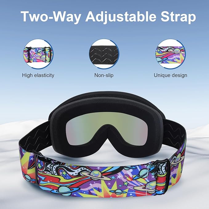 OTG Kids Ski Goggles Kids Snowboard Goggles for Boys Girls Toddler Youth Kid Snow Goggles Anti-Fog UV400 Protection