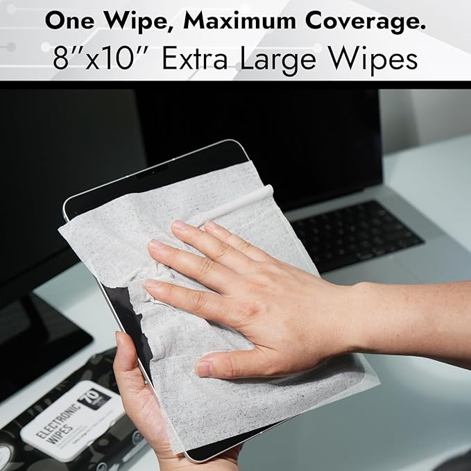 Air Jungles Electronic Wipes Screen Cleaning 70 Count, No Cloth Needed, Extra Large 8"x10" Tech Cleaner Wipes for LED Screen, TVs, Cars, Computer,Tablets, Phones, Laptops, VR, Monitors