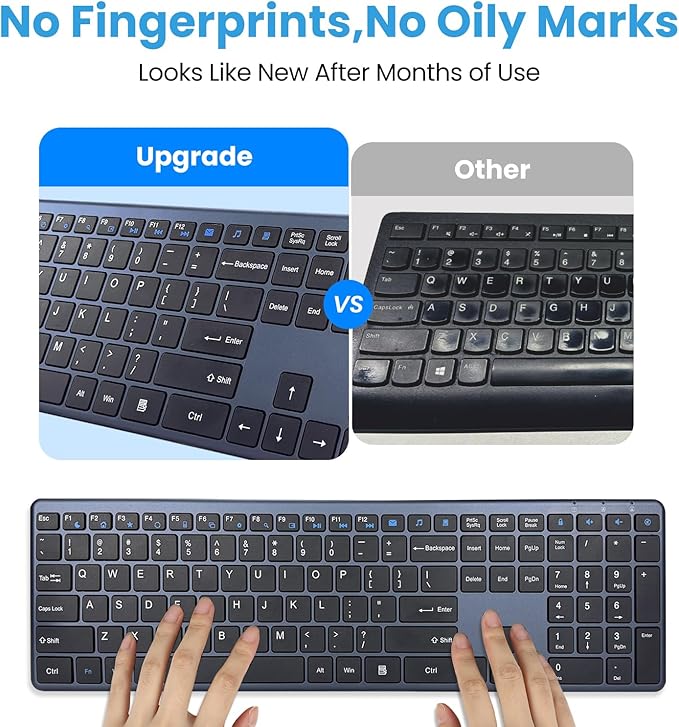 Wireless Keyboard-2.4G Ultra Slim Quiet Full Size USB PC Computer Keyboard,19 Multimedia Keys,Number Pad,Plug&Play,Lag-Free Ergo,Long Battery life for Desktop,Laptop,Smart TV,MAC,Windows,QWERTY