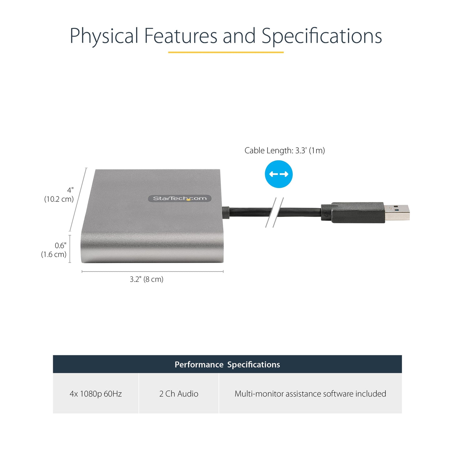 Startech.Com Usb 3.0 To Quad Hdmi Adapter, Usb To 4X Hdmi Monitor Converter For Windows, Taa (No Support For Macos/Chromeos/Linu