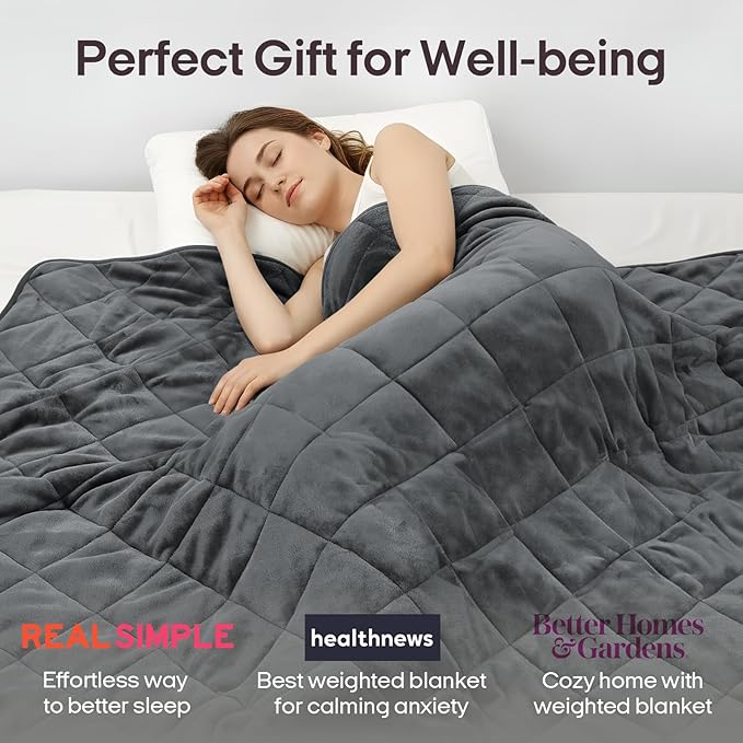 ZonLi Royal Posh Velvet Weighted Blanket for Adults, Dual Sided Cozy Fluffy Heavy Blanket(48"x72",12lbs,Grey), Bed Sofa Heavy Blankets, Soft Material with Premium Glass Beads, Easy Care