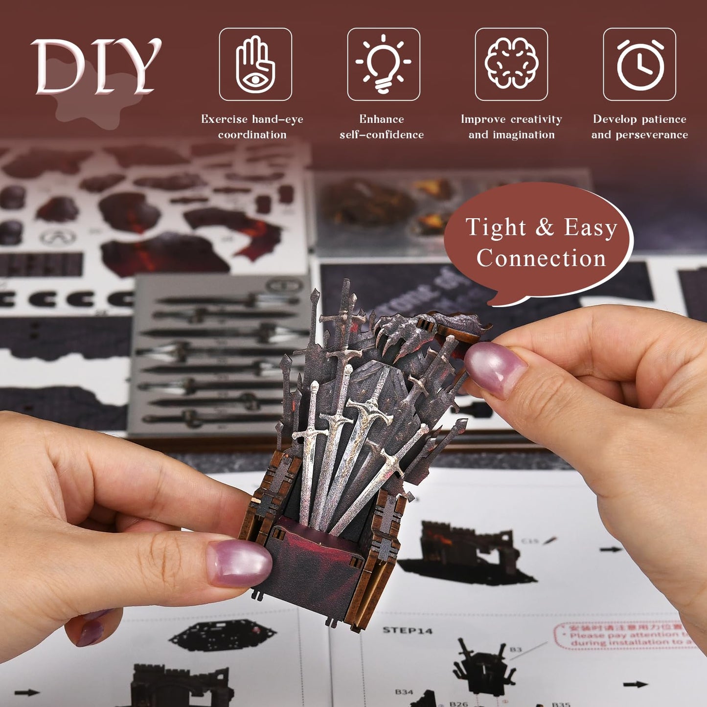 CCCDF Book Nook Kit - DIY Miniature House Dollhouse Kit for Beginners, Adults and Teens, Booknook Tiny House Bookshelf Decor, Gifts for Family, Friends (Throne of Blades)