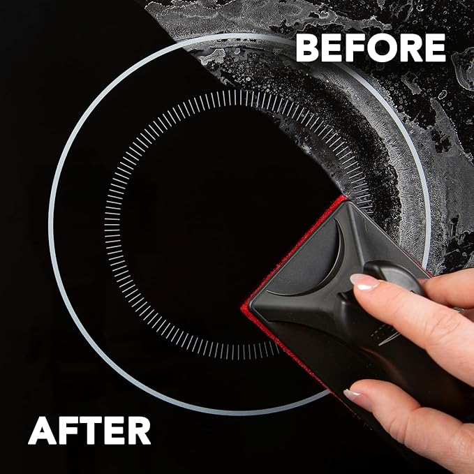 Weiman Glass Cooktop & Stove Top Cleaner Kit, Removes Grease & Burnt-On Food, Safe for Gas, Induction, Electric Cooktops & Air Fryers, Streak-Free Shine, Includes Stove Scraper & Scrubbing Pad, 10 oz