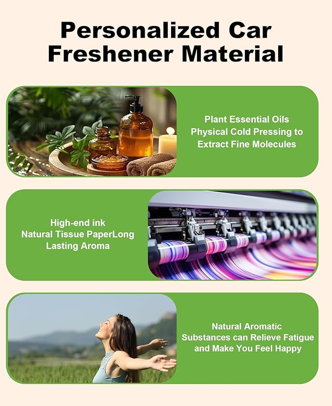 Personalized Double-Sided Custom Car Air Freshener - 100% Natural Material - Various Fragrance Types - Long-lasting Scent - Ideal for Car, Home, and Gifting (Rectangle (vertical))