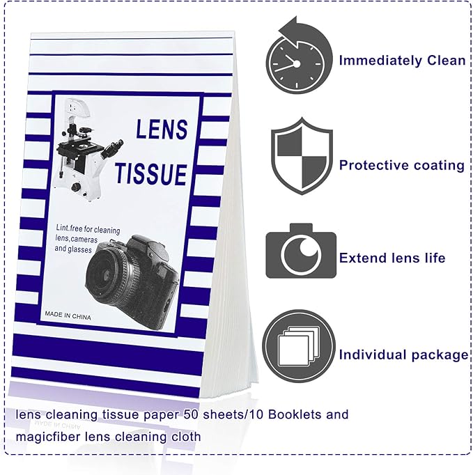 1000 Pieces Lens Cleaning Paper Tissue Lens Paper Bulk for Camera Lenses, Microscopes, Computer Screens, Magnifiers, Glasses, 20 Booklets