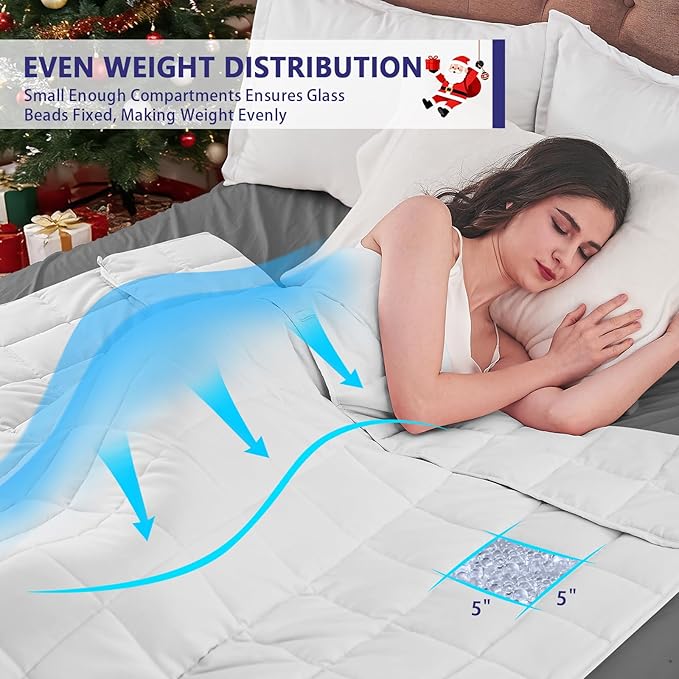 King Size Weighted Blanket for Adults (25 lbs, 80” x 87”, White) Cooling Heavy Blanket for Sleeping Perfect for 240-260 lbs, Breathable Blanket for Adults & Couple All Season, Machine Washable