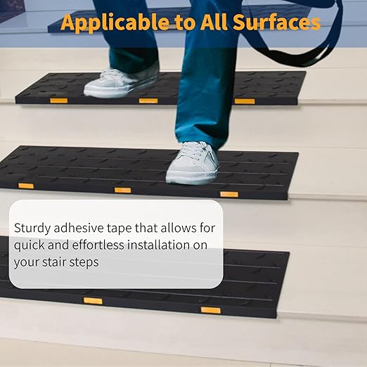 Rubber Stair Treads, 36"X10" 10 Pack Rubber Stair Treads for Wooden Steps, Non Slip Outdoor Step Mats with Nosing for Concrete Marble Tile Metal Steps - Black