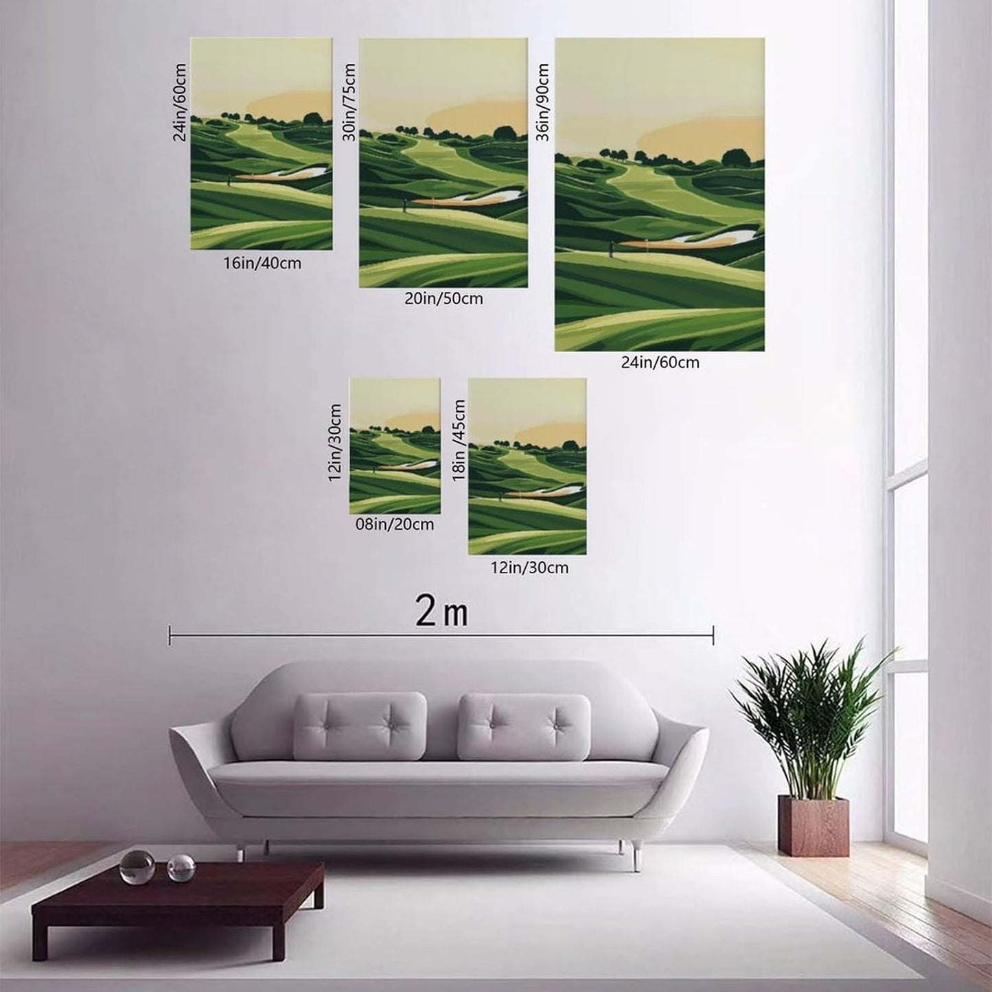 9W Golf Course Poster Green Scenery Decoration Wall Art for Office Living Room Unframe-style 12x18inch(30x45cm)