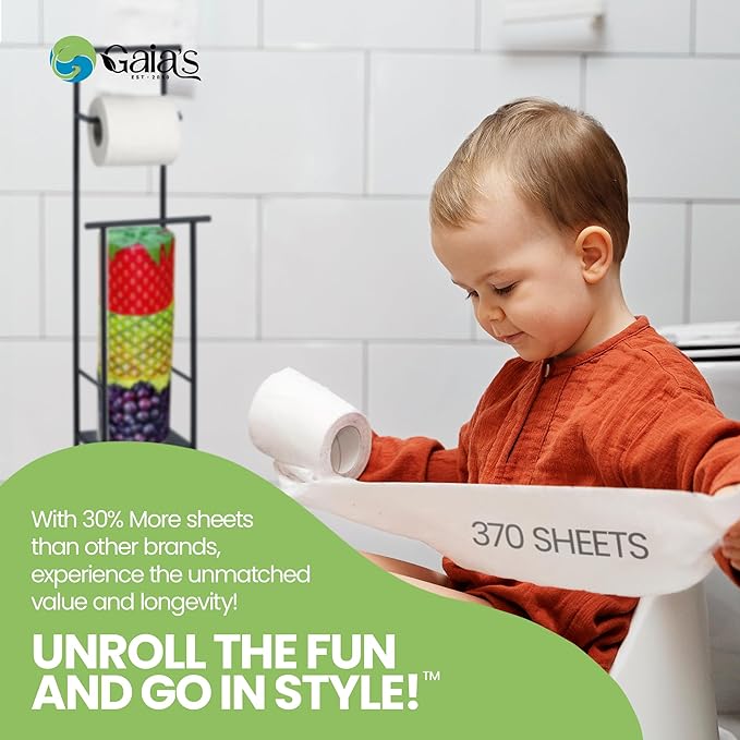 Gaias Premium and Soft Fruit TP Organic Bamboo Toilet Paper | 36 Mega Rolls, 3 Ply, 370 Sheets | FSC Certified, PFAS & BPA Free, Eco-Friendly, Sustainable Tissue - Plastic Free, Septic Safe, Vegan