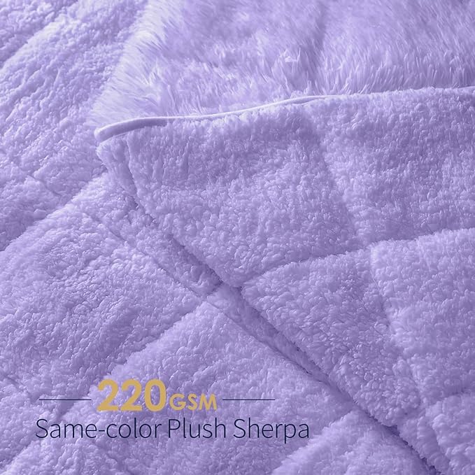Mr. Sandman Faux Fur Weighted Blanket 20 lbs, Weighted Blanket Queen Size with Luxury Long Fur and Plush Sherpa Back, Super Warm Fuzzy Decorative Heavy Blanket Throw - 60"×80", Light Purple