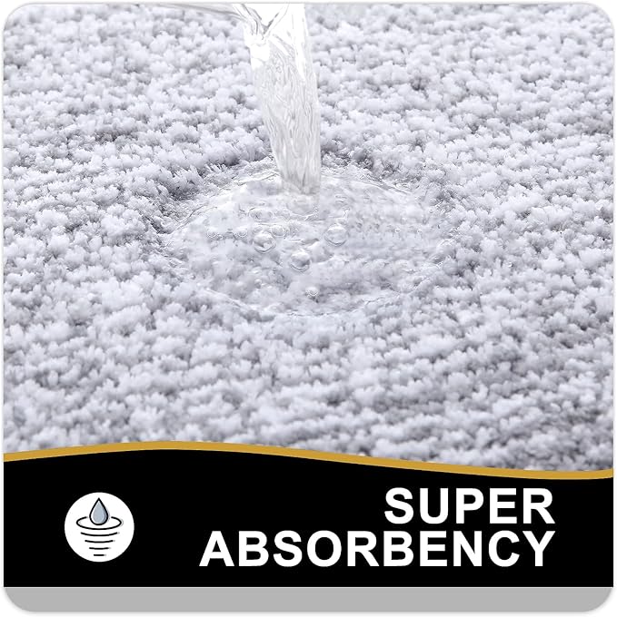 OLANLY Bathroom Rugs 47x24, Extra Soft and Absorbent Microfiber Bath Mat, Non-Slip, Machine Washable, Quick Dry Shaggy Bath Carpet, Suitable for Bathroom Floor, Tub, Shower (Runner, Grey)