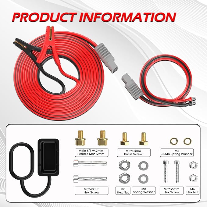 NOONE Booster Jumper Cables Heavy Duty 2/0 Gauge 30 FT 1500 AMP with Quick Connect Plugs for Truck SUV Car with up to 8-Liter Gasoline