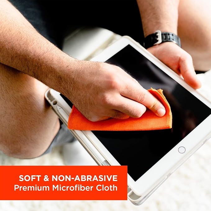 WHOOSH! Screen Shine Go 2-Pack – Two 1 fl oz Refillable Touchscreen Cleaners with Microfiber Cloths for Car, iPad, Laptop and Eyeglasses – Powerful Streak-Free Cleaning – Pocket-Sized, TSA-Approved