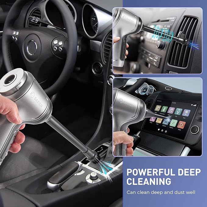 Saker Handheld Vacuum Cleaner Car Wireless Mini Vacuum Cleaner 3 in 1 Multifunctional Brushless Motor 12000PA,Portable Handheld Car Vacuum Cleaner for Keyboard Cleaning, Outdoor and Home