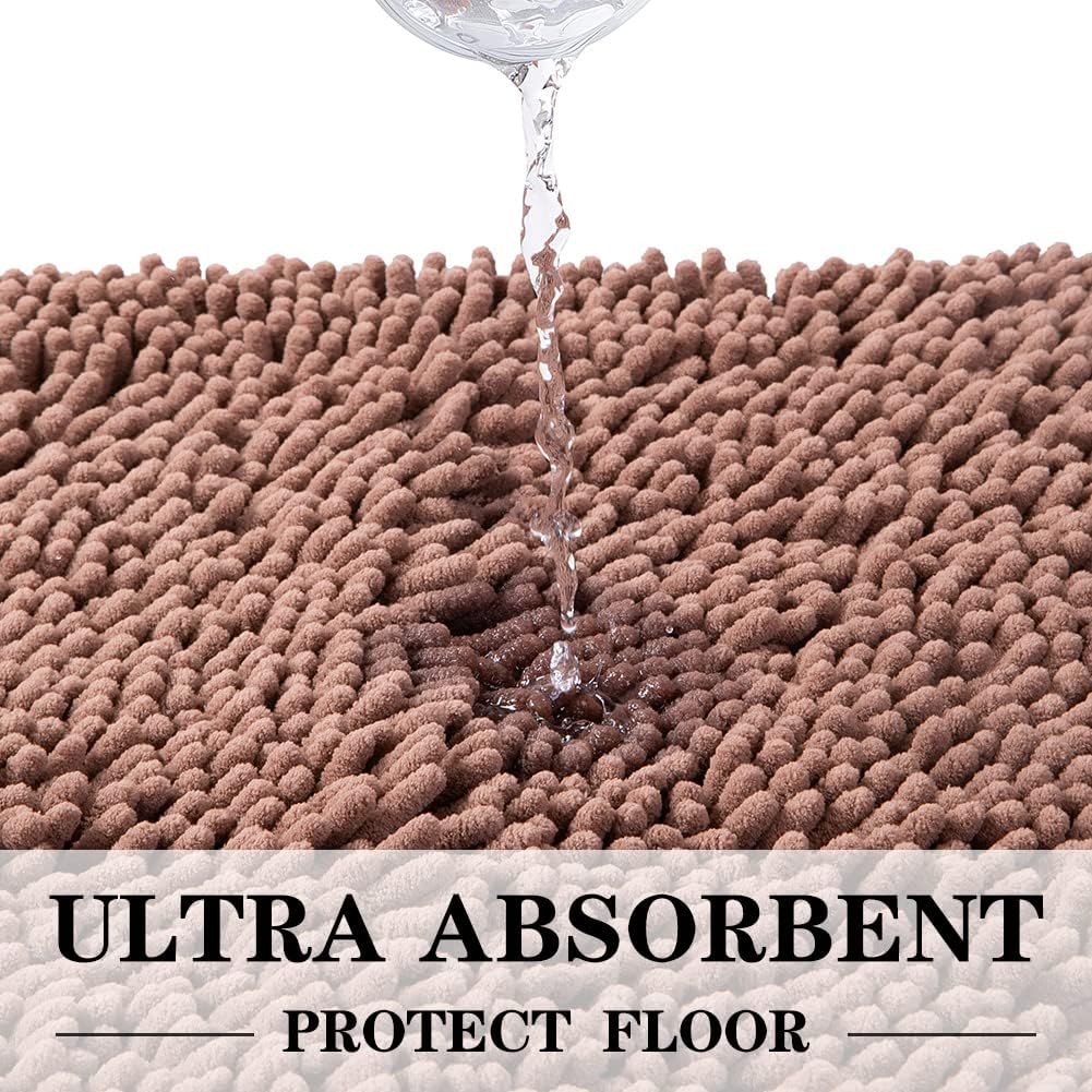 SONORO KATE Bathroom Rug,Non-Slip Bath Mat,Soft Cozy Shaggy Thick Bath Rugs for Bathroom,Plush Rugs for Bathtubs,Water Absorbent Rain Showers and Under The Sink (Taupe Brown, 44"×26")