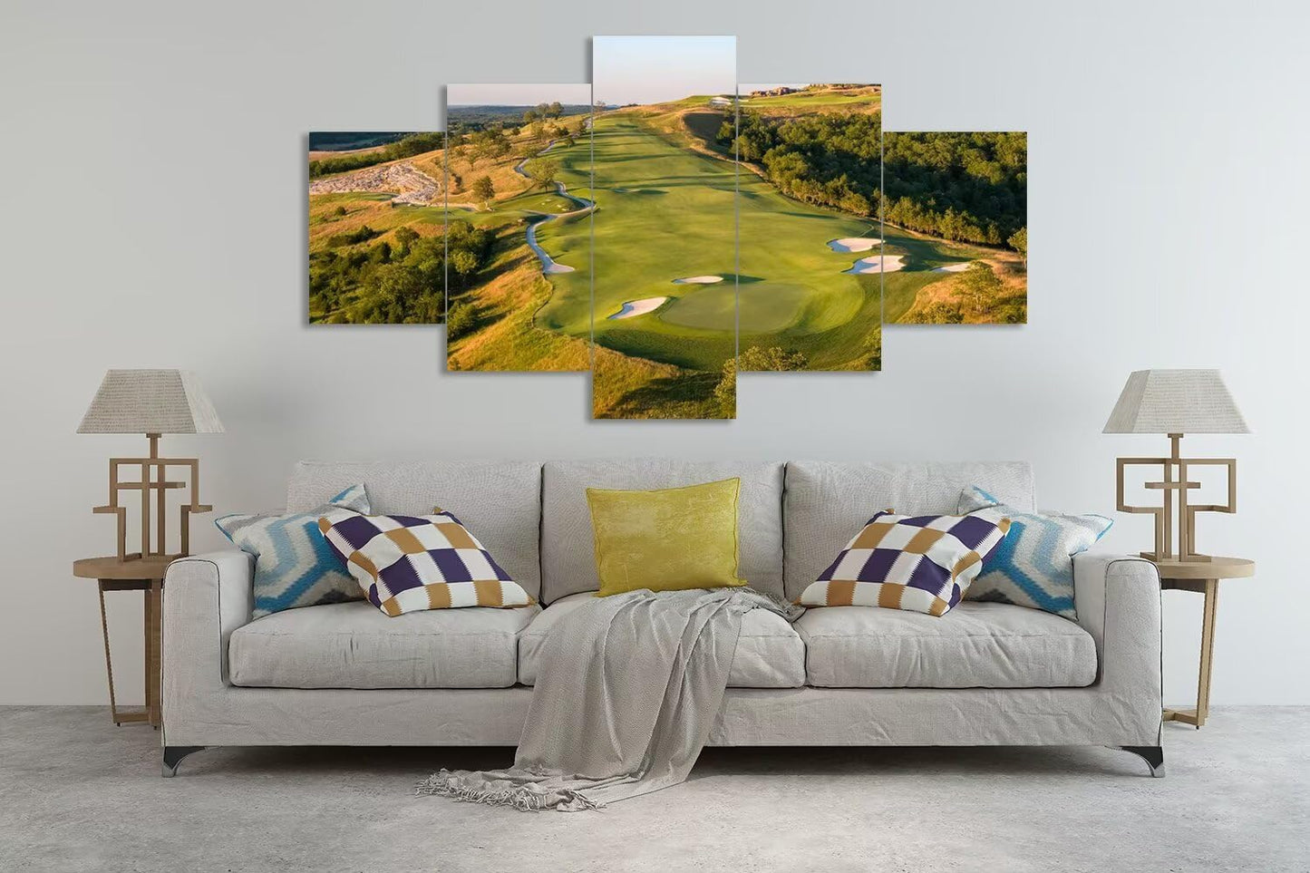 chenchenArt Paynes Valley Golf Course Wall Art for Office Living Room Bedroom Wall Decorations Paynes Valley Golf Course Picture Poster Canvas Prints Framed Ready to Hang(60''W x 40''H)
