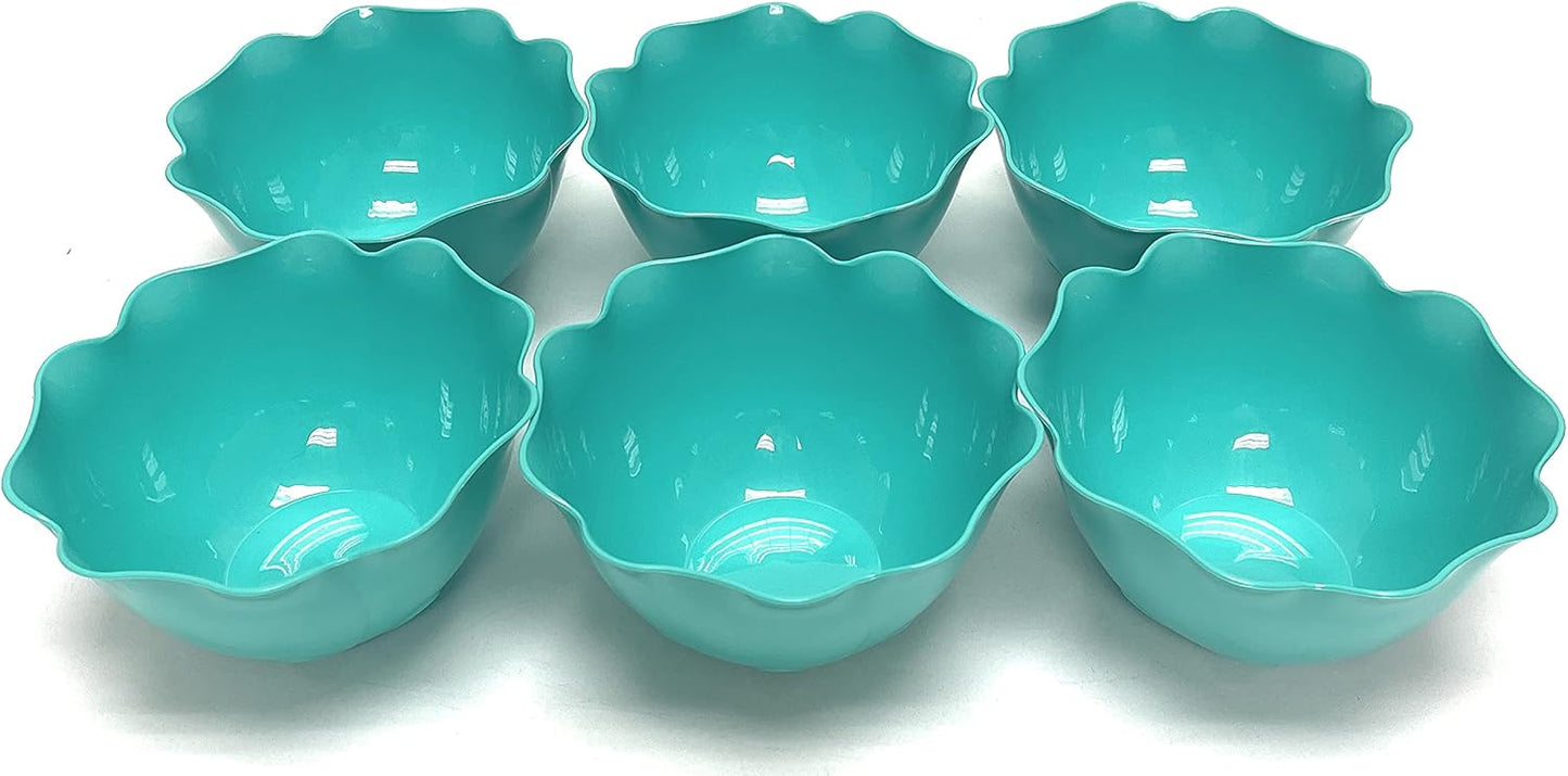 Mintra Home Reusable Bowls and Plates 6pk - Lotus Collection (Teal, Bowl 6pk - (5.5inW x 2.75inH))