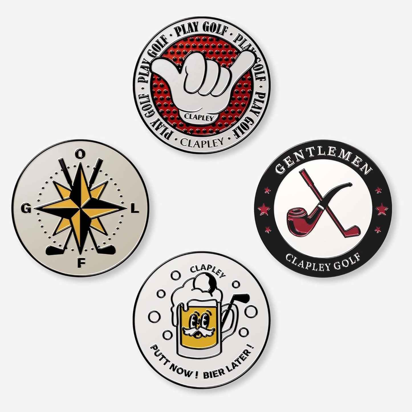 Ball Markers, 0.9 Inch, Made from Stainless Steel and Oven-Cured Enamel; an Essential Accessory for Golfers, Eye-catching and Easy to Spot On The Green, Pack of 4