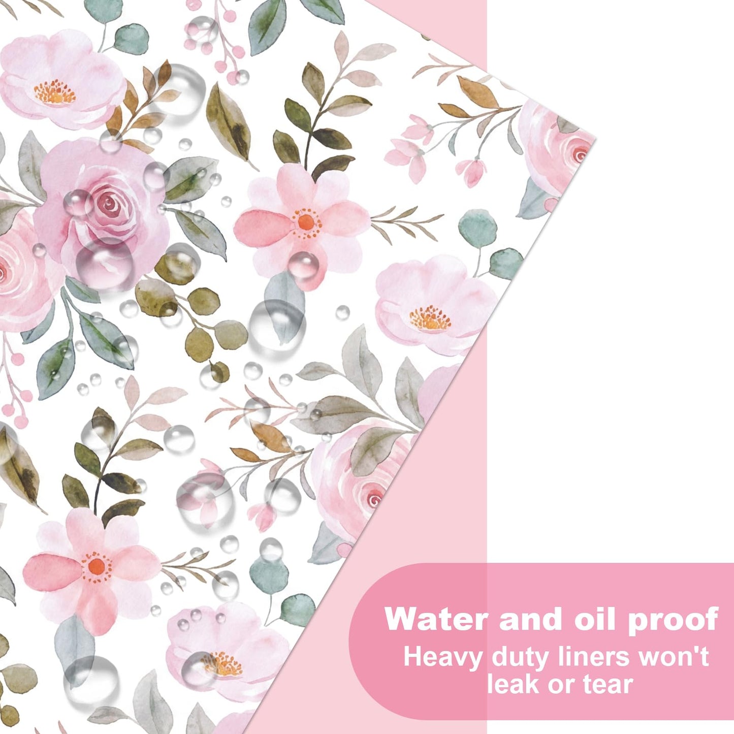 Honeydak 200 Pcs Pink Watercolor Roses Wax Paper Sheets 7 Inch Deli Paper Sheets Floral Food Basket Liners for Sandwich Burger Greaseproof Food Wrapping, Bridal Shower, Wedding, Mother's Day Gift Wrap
