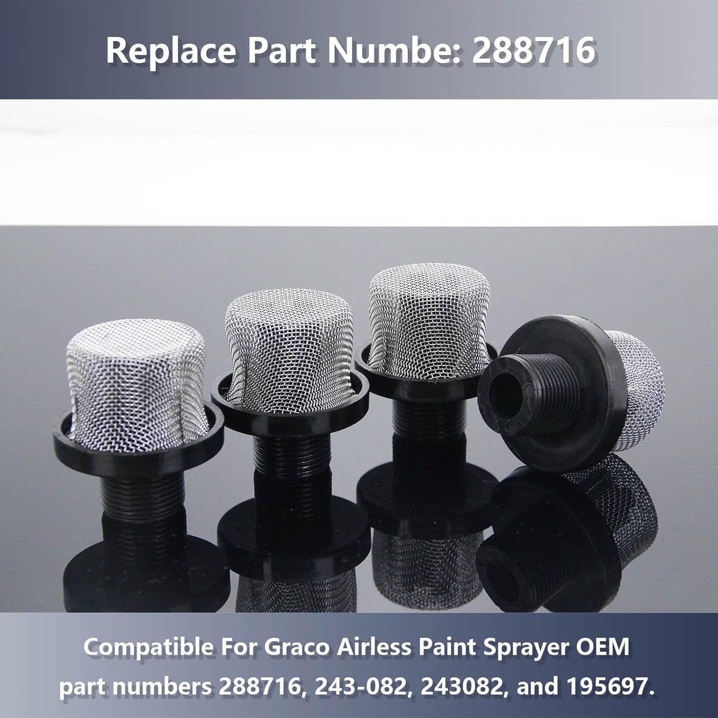 6 Pack 288716 3/4" Inlet Suction Strainers Filters for Graco Airless Paint Sprayer X7/LTS17,X5/LTS15, ProX9/ProX19,ProX7/ProX17, ProX17/ProLTS 170 and More Replaces 288716, 243-082,243082, 195697