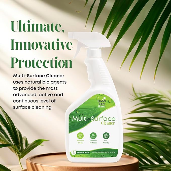 Good Salt Home Multi-Surface Cleaner, Everyday Surface Spray for Home and Workspaces, Continuous Cleaning Action, Made in the USA, 32 Ounce Bottle