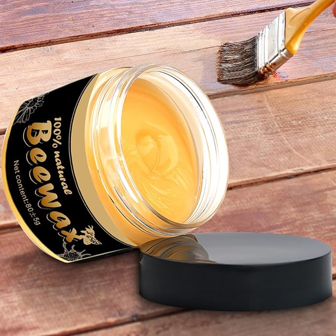 Wood Furniture Polish - 80g Natural Wood Floor & Furniture Conditioner | Safe Cleaner and Restorer for Kitchen, Bedroom, Living Room, Trim, Baseboard, Shelf & Table Surfaces
