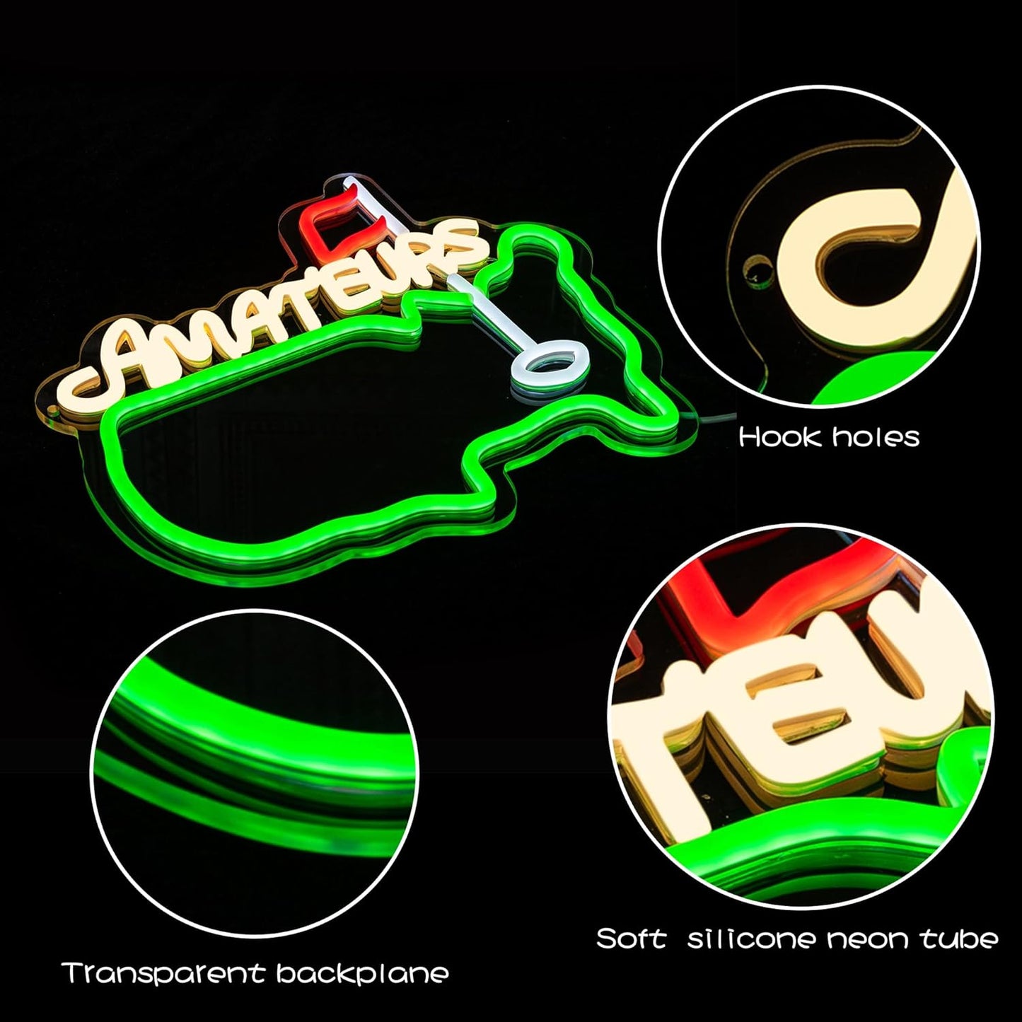 Amateurs Neon Sign Golf Neon Light for Wall Decor Green Dimmable Neon Signs Sport Wall Decorarion USB Powered Led Neon Light for Bedroom Golf Club Bar Game Room