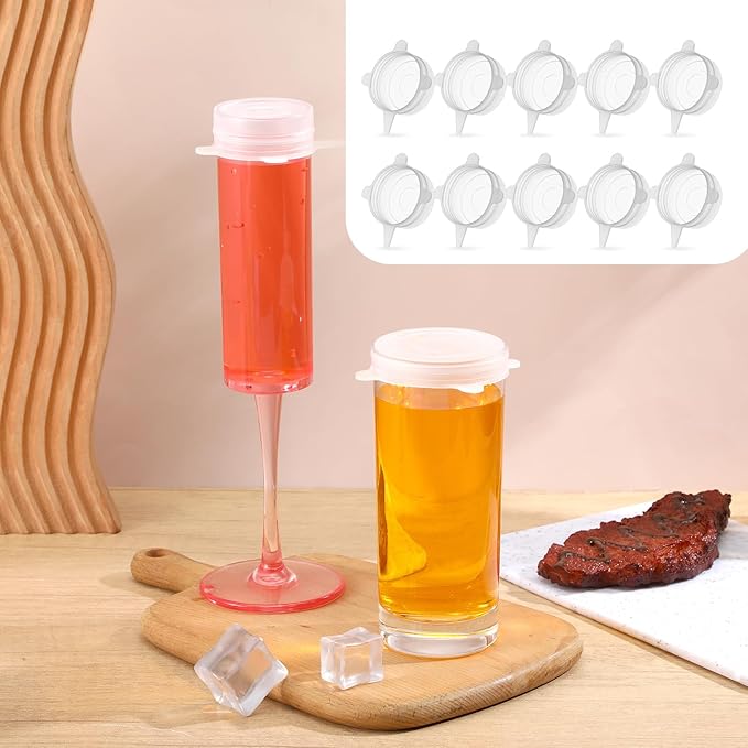 10 Pcs Extra Small Silicone Stretch Lids, 2 Inch Sturdy Reusable Silicone Stretch Lids Jar Cover Sealed Food Storage Covers to Fit 2 In to 2.4 In Small Yogurt Jars Milk Bottles Cans