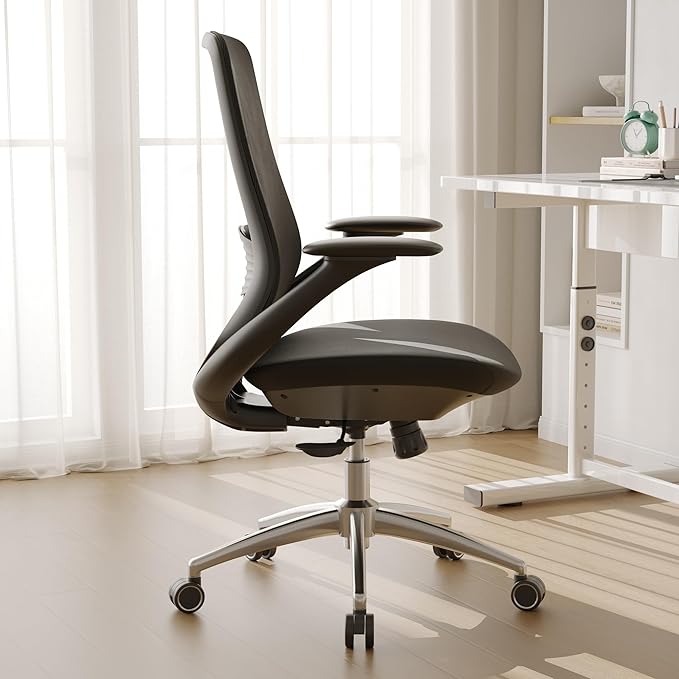 Ergonomic Mesh Office Chair, 330LBS Executive Desk Chair with Lumbar Support, 2D Armrests, Comfy Swivel Computer Task Chairs for Long Hours (Black)