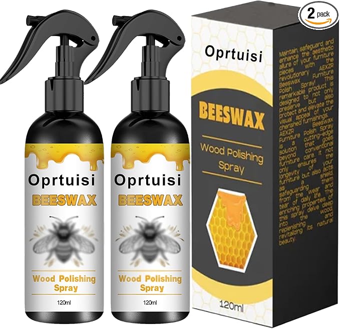 Oprtuisi Natural Beeswax Furniture Polish Spray, Wood Cleaner and Polish, 2-Pack