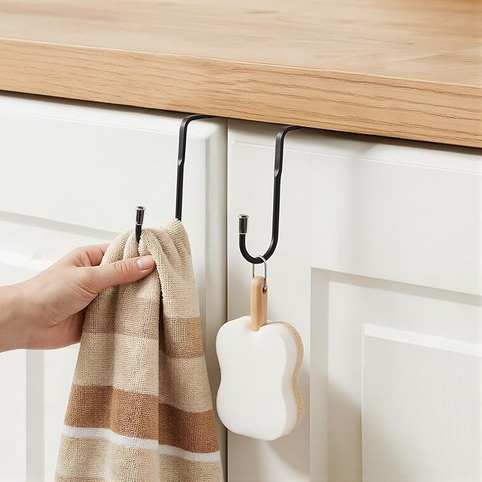 20 PCS Over Cabinet Hooks Double S Shaped Cabinet Drawer Hanger Stainless Steel Metal Heavy Duty Hooks for Kitchen Bathroom Closet Drawer Wardrobe Doors Bags Towels Key