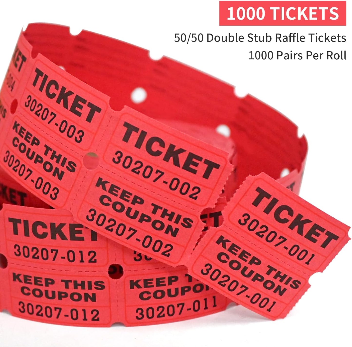 L LIKED Raffle Tickets Double Roll,Consecutively Numbered,50/50 Raffle Tickets for Event,Party,Prize,Drawing(3000 PCS Assorted)