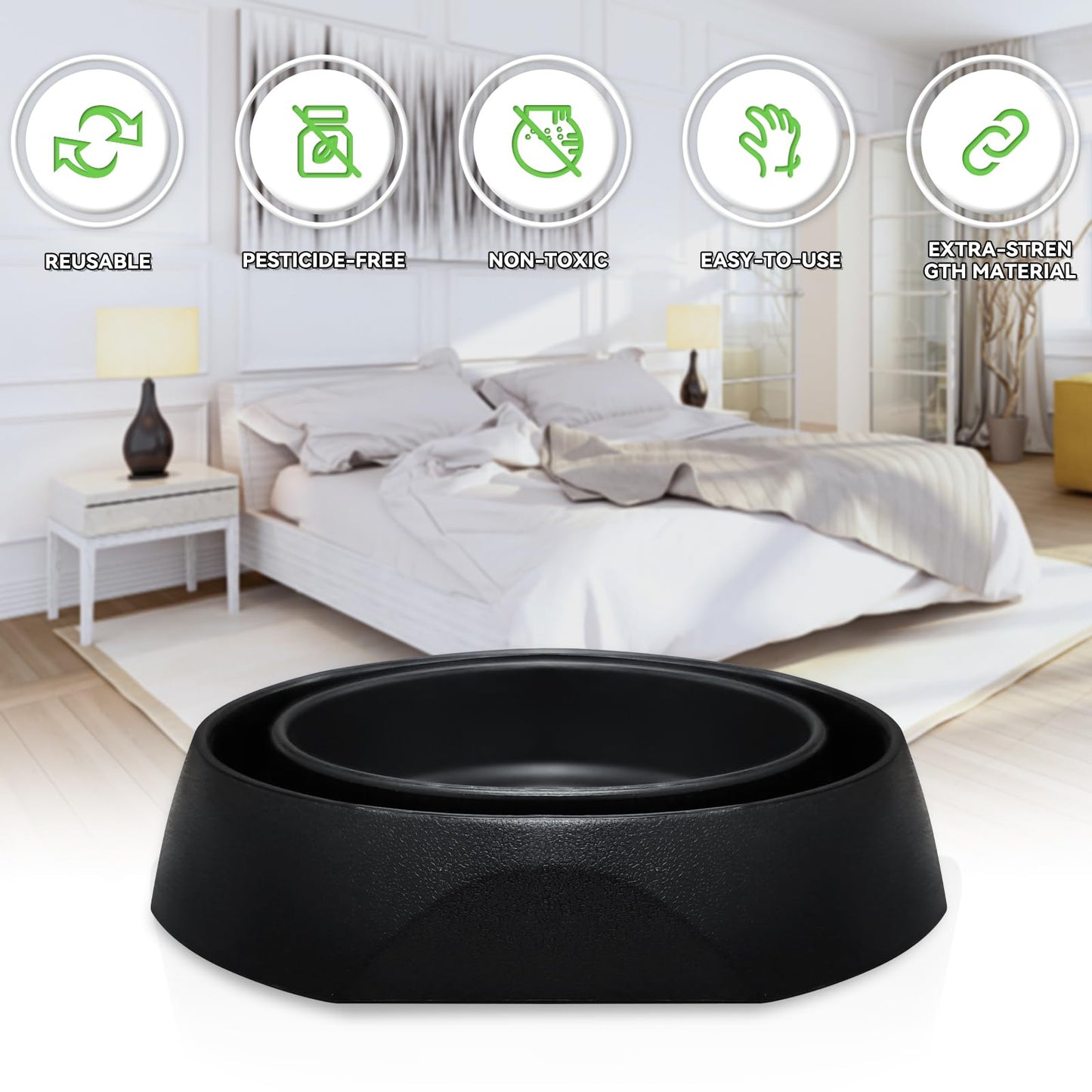 Bed Bug Interceptors | Bed Bug Interceptor Traps | Insect Trap, Monitor, and Detector for Bed Legs with Anti Skid Pads Included (Black - 8 Pcs)
