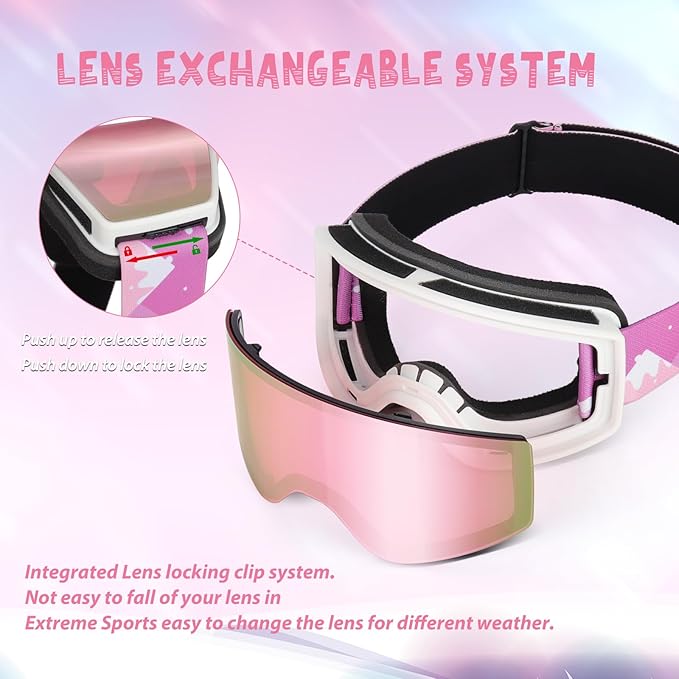 EXP VISION Ski/Snowboard Goggles Parent-child Snow Goggles Over Glasses for Men, Women Youth Kids