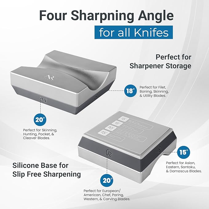 ARZEN Professional Rolling Magnetic Knife Sharpener with Anti Cut Gloves – 4 Diamond & Ceramic Discs Multi Angle Kitchen Sharpening Tool for Knives – Efficient & Precision Edge Restoration