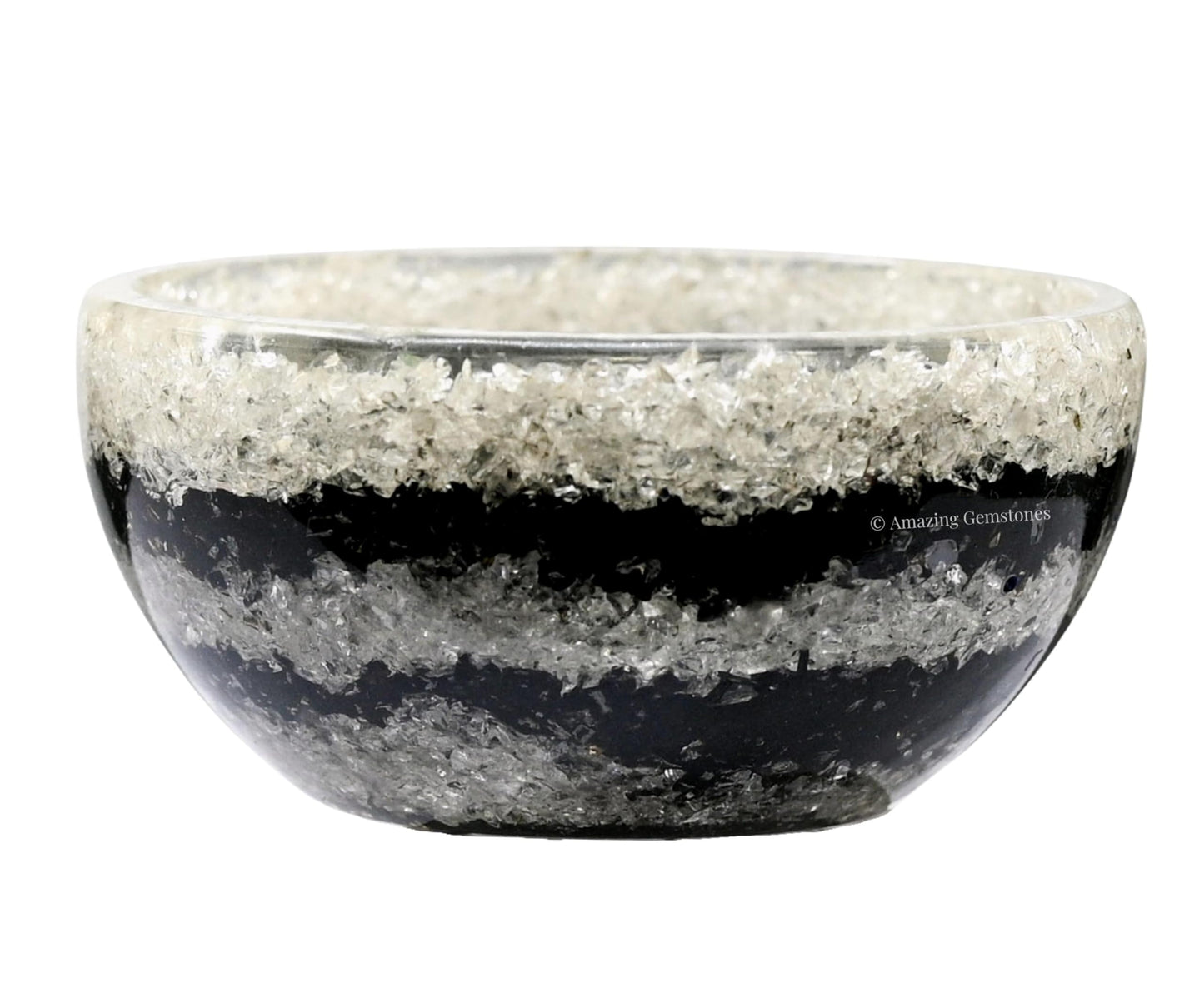 Amazing Gemstone - 2" Orgonite Black Tourmaline & Clear Quartz Crystal Bowl for Meditation, Crystals and Healing Stones Gift and Protection