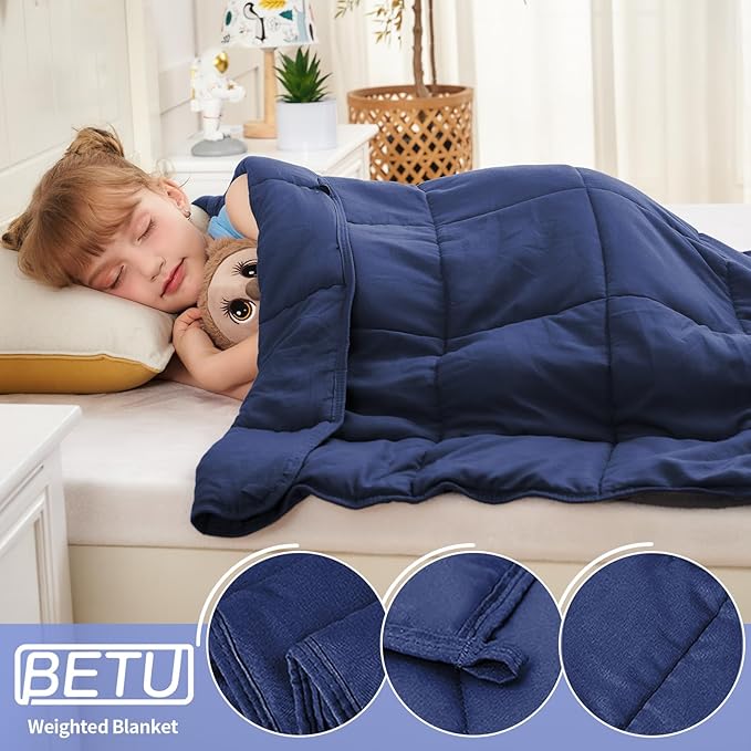 Weighted Blanket Kids 3lbs, 36"x48", Cooling Heavy Throw Blanket for 20-40lbs, Microfiber Soft Thick Big Blankets Weighted Comforter Breathable Gift for Sleeping, Navy