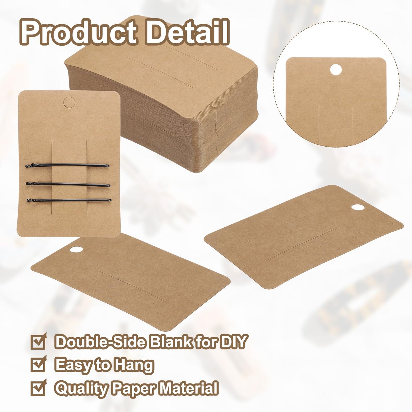 uxcell 100 Pcs Hair Clip Display Cards, Paper Cardboard Hair Bow Holder Jewelry Paper Earring Packaging Cards for Selling Small Business Jewelry Making Hair Barrettes, Brown