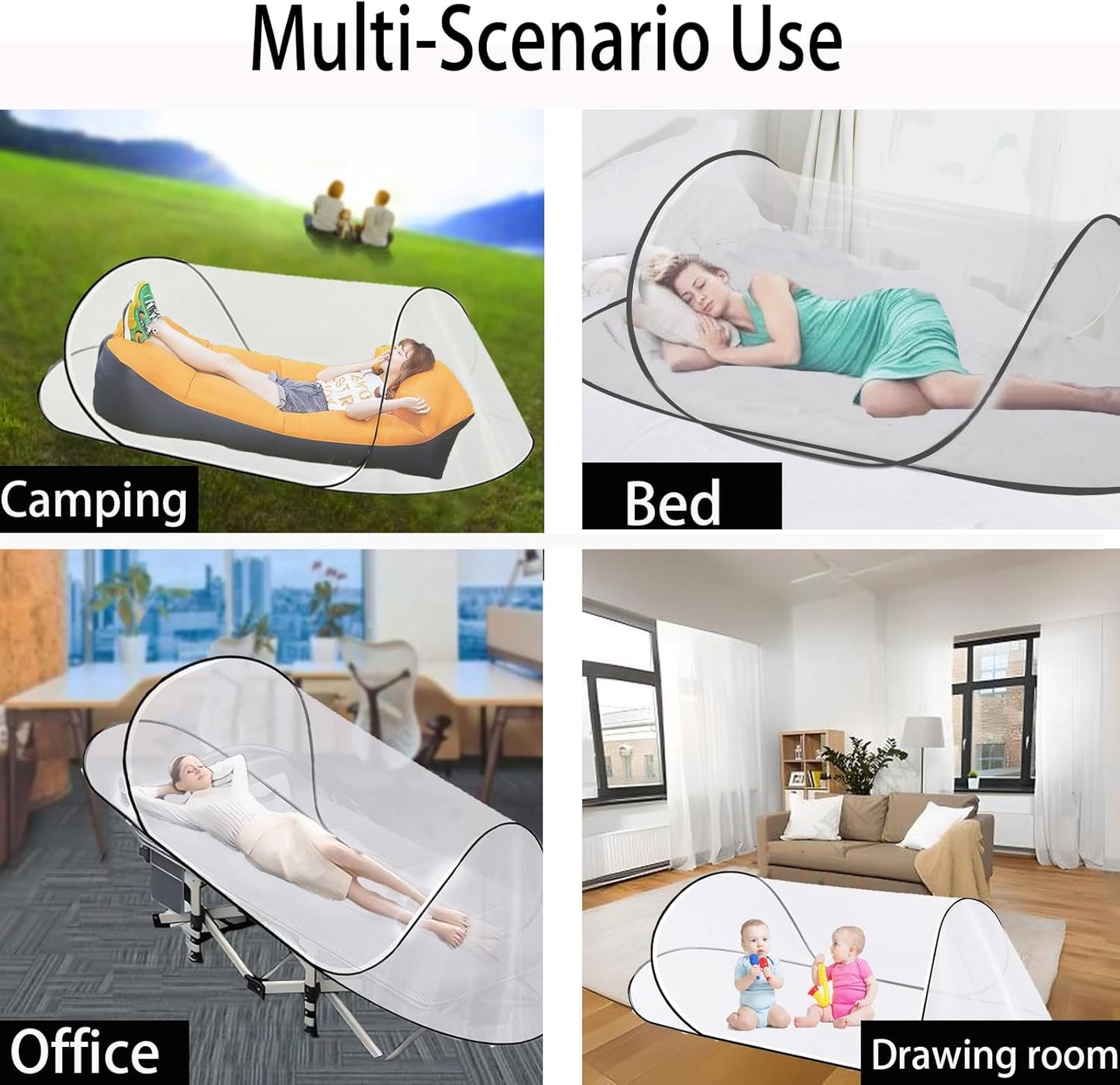 CMINGJ Large Pop Up Mosquito Tent, Portable Foldable Mosquito Net for Bed Camping Travel Patio，Mosquito Net for Adults Baby (78 * 31 * 22inch) (Black Fixed Size)