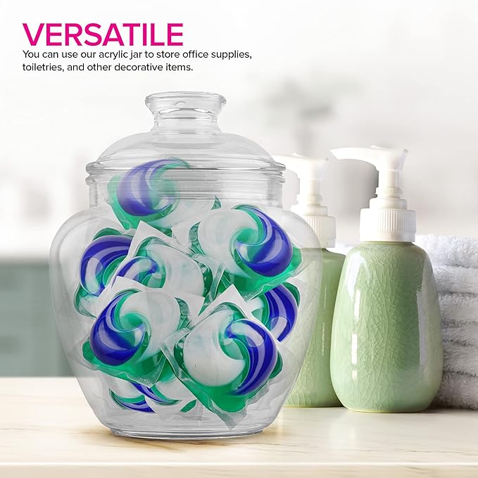 Modern Innovations 80-Ounce Candy & Cookie Jar with Lid, Premium Acrylic Clear Apothecary Jar, Wedding & Home Décor Centerpiece, Cookie, Candy, Decorative Kitchen Storage Jar, Bathroom Organization