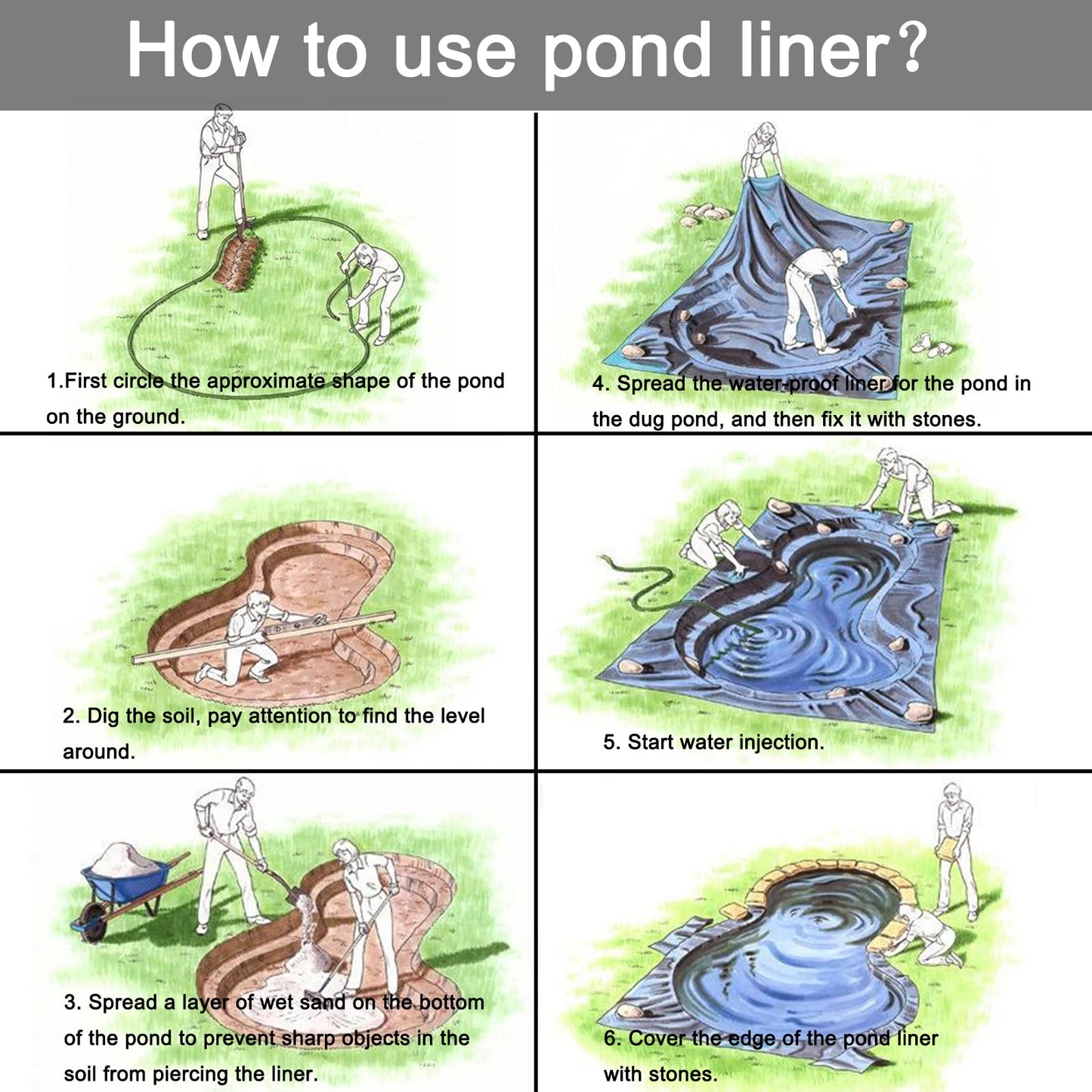 Goldshire 20 Mil LDPE Pond Liner for Fish Ponds, Water Features, Fountains, Waterfall and Water Garden (10 x 13FT)